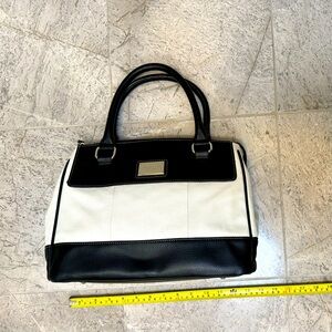 Tignanello black and off-white leather handbag